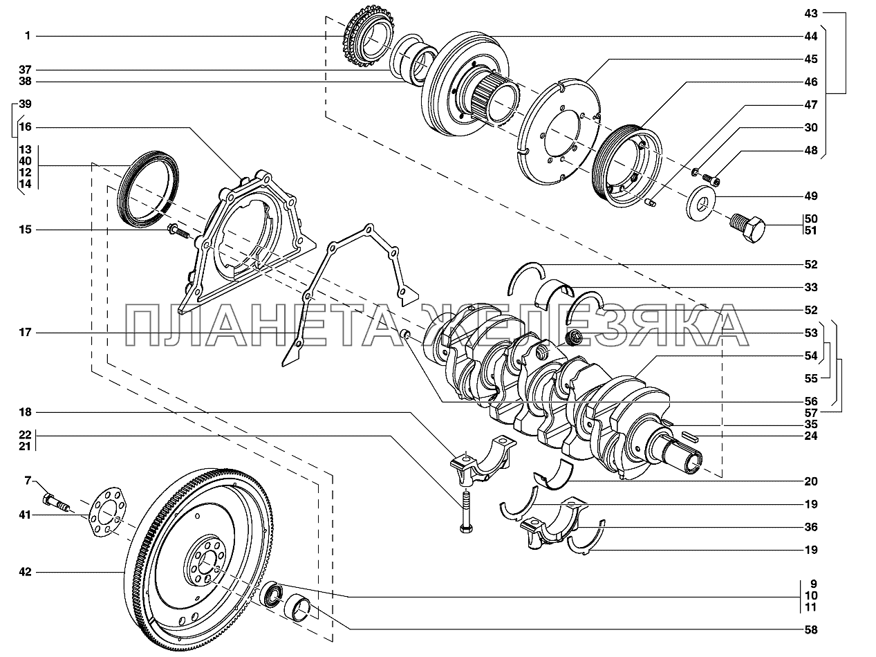 Вал коленчатый и маховик УАЗ-31519